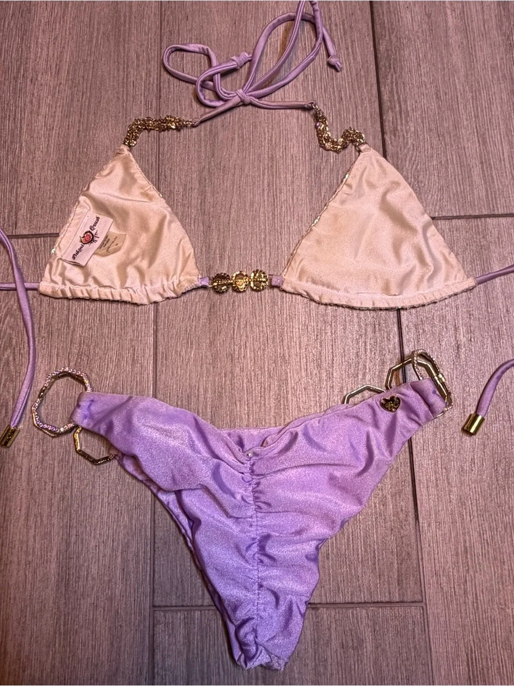 Bikini Crush Lilac Sequin Crystal Embellished Luxury Bikini Set